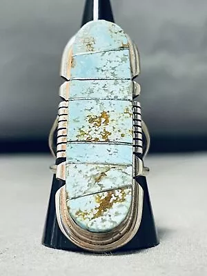 Stunning Navajo #8 Turquoise Mine Sterling Silver Brandon Etcitty Signed Ring • $395.59