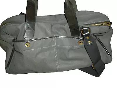 J. Fold Roadster Duffel Bag Overnight Travel  Canvas Leather Gray 22x10x11  • $15.64