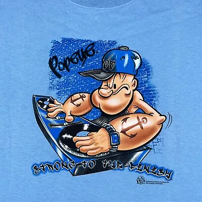 NOS Vintage 2006 POPEYE STRONG TO THE FINISH T-Shirt SMALL Dj Cartoon Hip Hop • $21.24