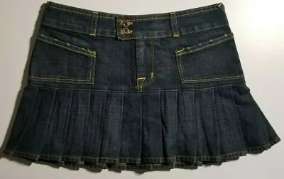 Von Dutch Women's Original Blue Denim Mini Tennis/School Skirt Size S • $69.99