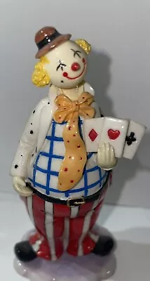 Rare Ceramic Clown With  Cards Figurine- Vintage Made In USA • $2.58