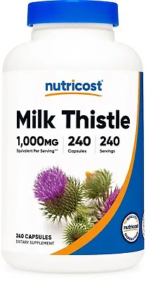 Nutricost Milk Thistle 250mg (1000mg Equivalent) 240 Vegetarian Capsules • $13.99