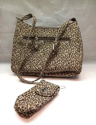 St John’s Bay Leopard Print Handbag  With Pouch 11x8.5x3  Shoulder Vtg No Charm • $15.70