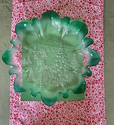 Mikasa Holiday Serving Platter/Plate With Spruce Green Ruffed Edges. • $15
