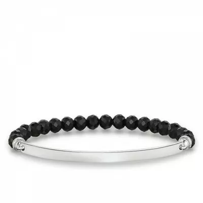 Thomas Sabo LBA0001OB Love Bridge Black Faceted Obsidian Bracelet 18.5cm RRP$169 • $99