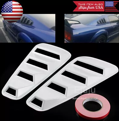 $45.99 • Buy White Rear 1/4 Quarter Side Window Cover Louver Scoop Vent For 05-09 Mustang