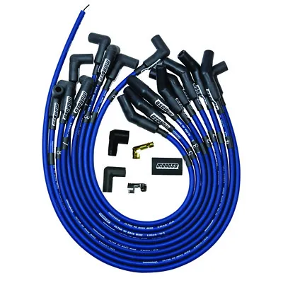 Moroso Spark Plug Wire Set 73675; Ultra 40 Race 8.65mm Blue HEI 45deg For SBF • $105.99