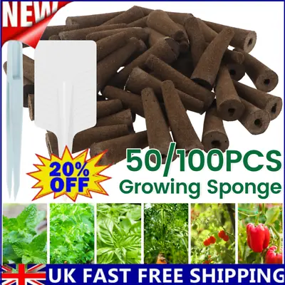 50/100Pcs Grow Sponges Replacement Hydroponics Seed Seed Starter Pods Garden UK◎ • £9.85