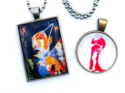 Silver Tone Glamour Woman Marilyn Monroe Resin Pendant Necklace & Bonus Pendant • $14.50