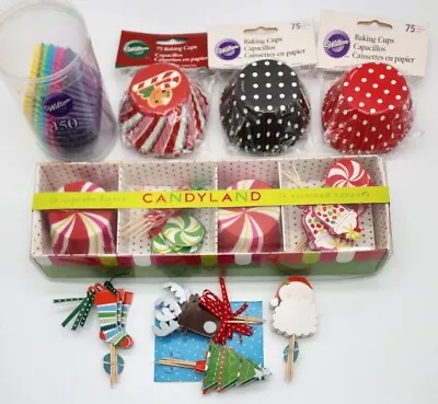 Lot Of 399 Cupcake Liners & 36 Picks Valentine's Day Mostly Christmas Polka Dots • $9