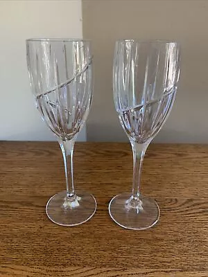 SET OF 2 (TWO) Mikasa UPTOWN 8-1/8  White Wine Glasses; Excellent Condition • $19.99