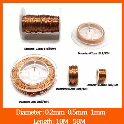 0.2mm 0.5mm 1mm Cable Copper Wire Magnet Wire Enameled Copper Winding Wire Coil • $3.29