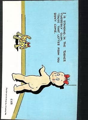Vintage Linen Blank Postcards - Humor Comic - Child In Corner - C236 E.C. Kropp • $1