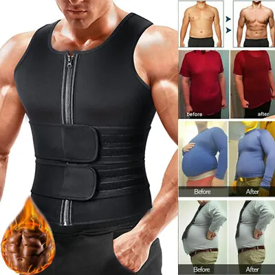$9.99 • Buy Mens Sauna Suit Waist Trainer Body Shaper Compression Tank Top Sweat Vest Shirt