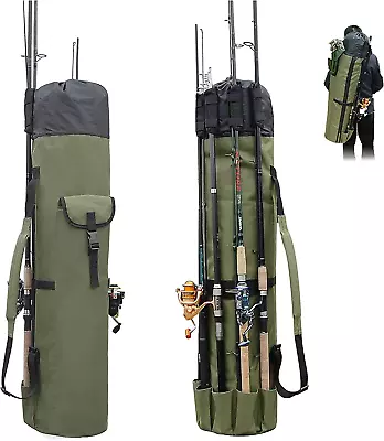 Fishing Pole Bag With Rod Holder Fishing Rod Bag Carrier Case 5 Poles Waterproof • $48.99