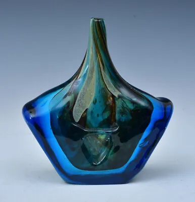 Michael Harris For Mdina  Axe Head  Art Glass Vase Vibrant Signed Dated 1979 • $225