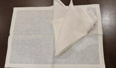 £6 • Buy White Colour 100% Linen Napkins, Size 47x47cm, Simple Hem, Beautiful Linen Look