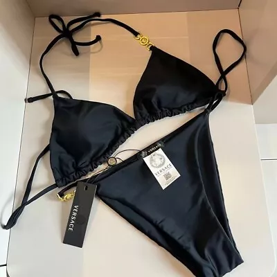 Versace Black Two-Piece Bikini Swimsuit Designer Swimwear Size M • $88