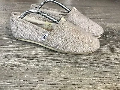 $17.99 • Buy Toms 160911 Wool Faux Lining Lined Slip On Flats Brown Women's Size 7 EVA Sole