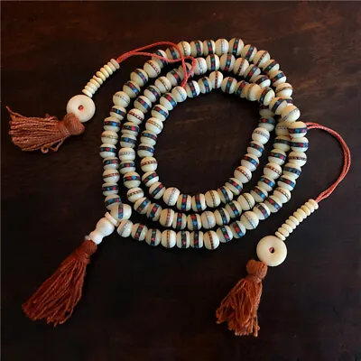 108 X 75mm Beads Tibetan 100% Natural Blessed Yak Bone Mala Necklace • $27.81