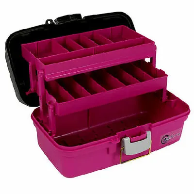 Pink Craft Tool Carrier Organiser | Medium 2-Tray Caddy Art Box | Designed By... • £28.95