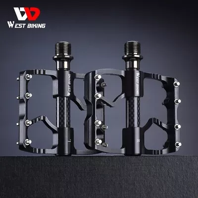 WEST BIKING 3 Sealed Bearings Carbon Fiber Axle Sleeve Bike Bicycle Pedals 9/16  • $23.39