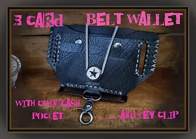 Black Vegetable Tanned Leather Belt Wallet • £20
