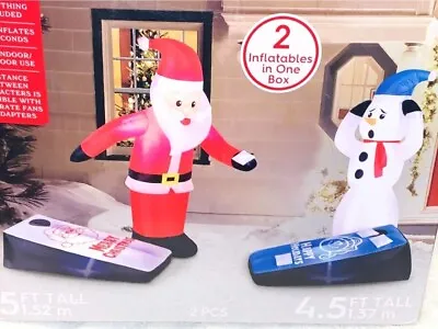 New 2pc 5' CORN HOLE SANTA SNOW GEMMY CHRISTMAS AIRBLOWN INFLATABLE LIGHTS 2022 • $89