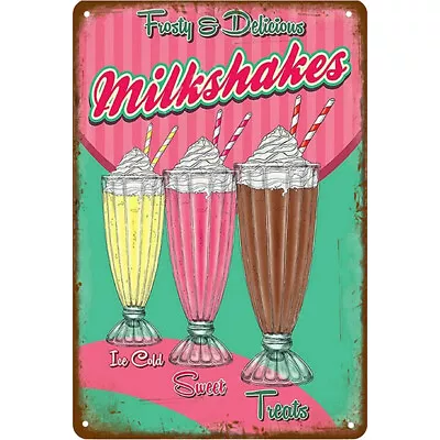 Ice Cream Metal Vintage Tin Painting Flat Tin Sign Wall Poster Bar Decor 20x30cm • $12.39