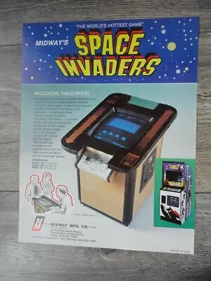 Space Invaders Cocktail Video Arcade Machine Flyer Original Midway Brochure • $50