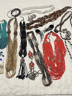 Bulk Job Lot Of Vintage Costume Jewellery Seed Bead Necklaces & Earrings • $10.23