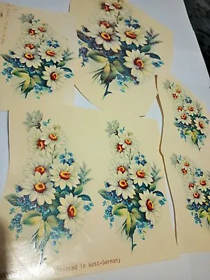 Vintage Water Transfer Ceramic Decals 6 Various Sizes Daisy Bouquets. • $10