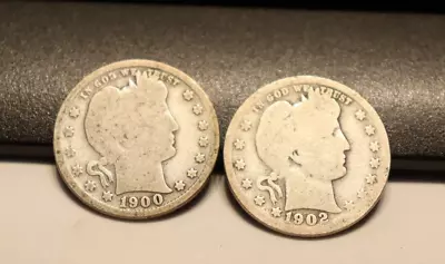 1900 S 1902 US Barber Silver Quarter 25c Circ • $11