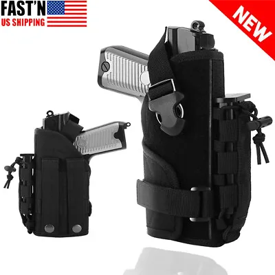 Right-Hand Tactical Pistol Gun Holster Molle Pouch Fits Handgun With Light/Laser • $15.83