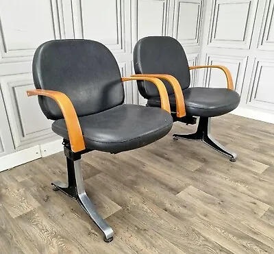 Vintage Retro Styling Twin Double Salon Waiting Room Guest Chairs Seats - MCM • £129.99