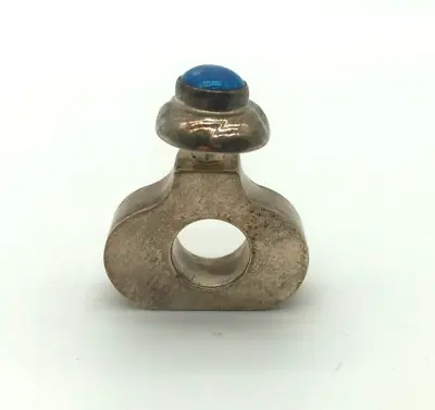 Chic Modernist Mexican Sterling Silver Perfume Bottle Blue Stone • $85