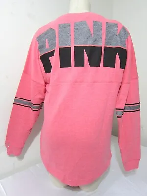 Victoria Secret Pink LOGO TUNIC Oversize VARSITY SWEAT SHIRT CREW NEC PULLOVER S • $59