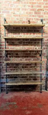 £548.66 • Buy Reclaimed Scaffold Board Loft Style Industrial Steel Pipe Bookcase Shelving