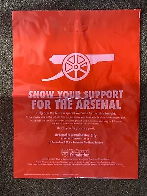 ARSENAL V Manchester City Match Day Souvenir RED Plastic Bag- 21/12/15 • £3.49