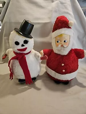 Vintage Santa & Snowman Christmas Roly Poly Celluloid Face  On Santa 1940s  • $99.99