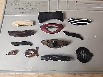 (12) Vintage Hair Clip Barrettes Lot Faux Tortoise Brown Black Made In France • $29