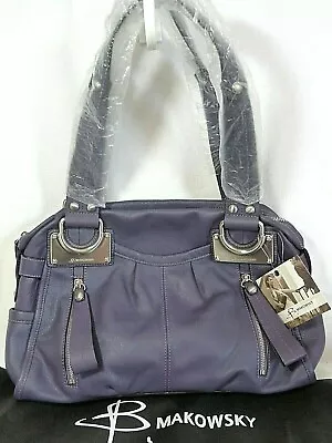 B. Makowsky Purple Glove Leather East/West Zip Top Satchel NWT • $85