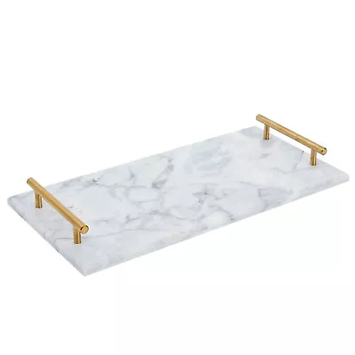 Rectangle Marble Tray With Handles (15 X 7.5 X 0.4 In) • $28.99