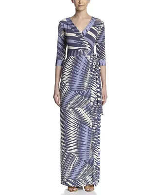 Melissa Masse Dress Wrap Maxi Silk Geo Belt Stretch Zebra Made In America Pastel • $46