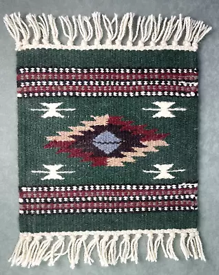 $19.99 • Buy Zapotec 100% Wool Mat Green Rust Cream Hand Woven Wall Hanging 10  X 11  Rug