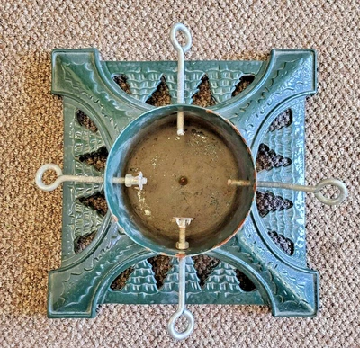 $9.99 • Buy Vintage John Wright Heirloom Cast Iron Christmas Tree Base GREEN 14  SQUARE