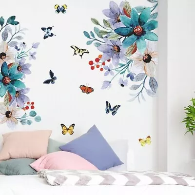 Flower Wall Stickers Butterfly Vine Floral Wall Decals Wall Art Wall Stickers • £6.99