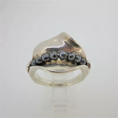 Sterling Silver Hagit Gorali Modern Design Hematite Stones Ring Size 8 • $79