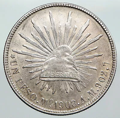 1902 Mo AM MEXICO Large Eagle Sun Antique Mexican OLD Silver Peso Coin I92293 • $628.65