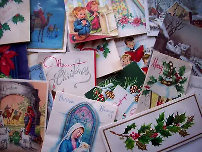 Lot Of 22 Vintage Christmas Greeting Cards ALL DAMAGED *F • $14.99